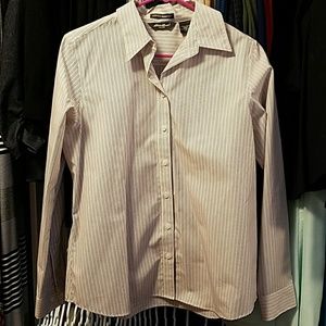 Navy and red pinstripe button down.